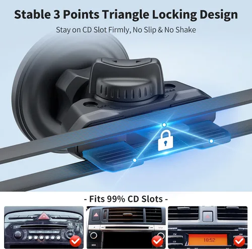 Vista 5 de PROfezzion - Soporte magnético para teléfono con ranura para CD para iPhone MagSafe Vent Clip Included, No Vibrating, Powerful Magnets Compatible