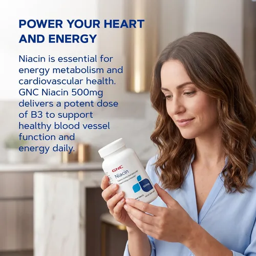 Vista 11 de GNC - Suplemento de niacina de 500 mg, apoya la salud de los vasos sanguíneos, 100 tabletas