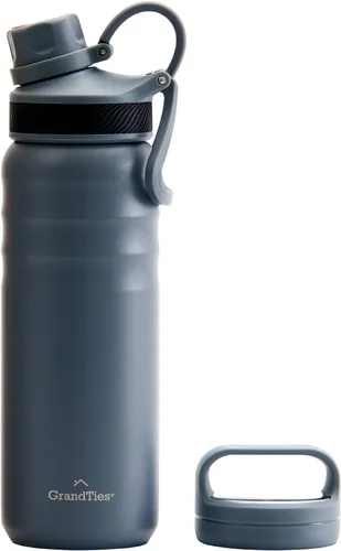 Vista 13 de GrandTies Botellas de agua deportivas de acero inoxidable con 2 tapas – Boca ancha aislada al vacío reutilizable a prueba de fugas sin BPA, Cantín