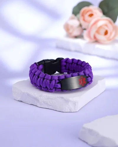 Vista 78 de Pulsera de alerta médica Paracord para hombres y mujeres Pulsera de identificación médica de acero inoxidable con hebillas de liberación lateral