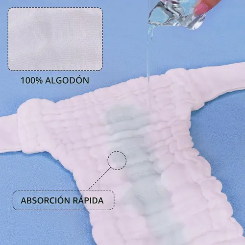 Vista 2 de Max Shape Paquete de 6 pantalones de algodón para bebés niñas y niños, pañales de algodón ajustables de 13 capas
