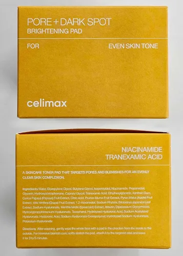Vista 7 de celimax Almohadilla iluminadora de poros y manchas oscuras Almohadillas exfoliantes para poros dilatados, con ácido hialurónico, minimizador