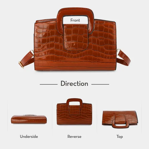 Vista 3 de LUPBOK Women Top Handle Satchel Handbags Flap Tote Clutch Purse Vintage Crocodile Pattern Shoulder Bag