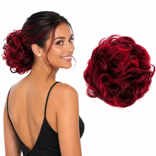 Vista 25 de CAISHA Postizo Grande Scrunchy Recogido Peinado Nupcial Rizado Moño Despeinado Marrón Chocolate Oscuro G2E