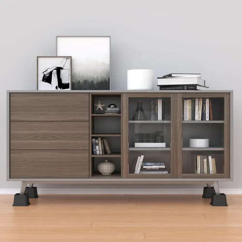 Vista 3 de Elevadores de Cama de 2 Pulgadas Resistentes Elevadores de Cama, Juego de 6 Eleva Hasta 2000 Libras Elevador de Muebles para Sofá y Mesa, Negro