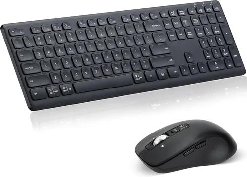 Vista 10 de Combo de teclado y mouse inalámbricos, teclas de interruptor de tijera, receptor USB 2-en-1 y dos Bluetooth, diseño silencioso multidispositivo