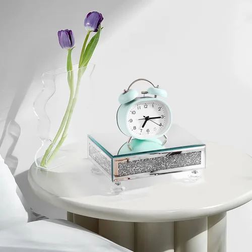 Vista 6 de TACIDON Elevador de cristal con espejo para fregadero de cocina, encimera de baño, decoración moderna. Soporte de pedestal de cristal