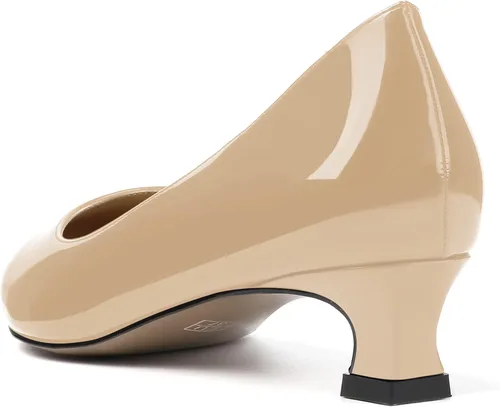 Vista 7 de SKYSTERRY Zapatos de vestir de oficina para mujer, punta redonda, carrete de patente, tacón bajo, zapatos de vestir de oficina de 1.5 pulgadas