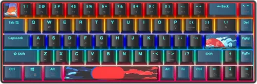 Vista 6 de Protable - Teclado mecánico para juegos al 60%, mini compacto retroiluminado de 68 teclas, teclado de oficina con cable con interruptor rojo
