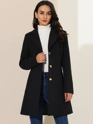 Vista 3 de Allegra K Abrigos de invierno con solapa y muesca para mujer Coffee