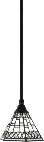 Vista 114 de Toltec Lighting Tallo Colgado Mini colgante, acabado de cobre negro, 3.5" cuadrado humo burbuja vidrio