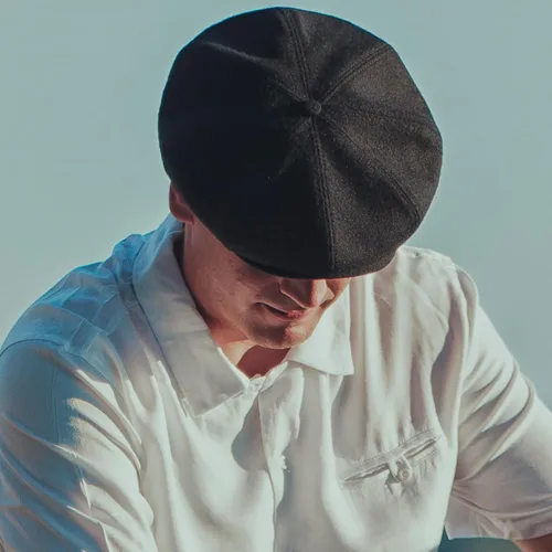 Vista 6 de Sterkowski Peaky Gorra de periódico 100% lana para hombre y mujer Gorra clásica y elegante de Paperboy Negro