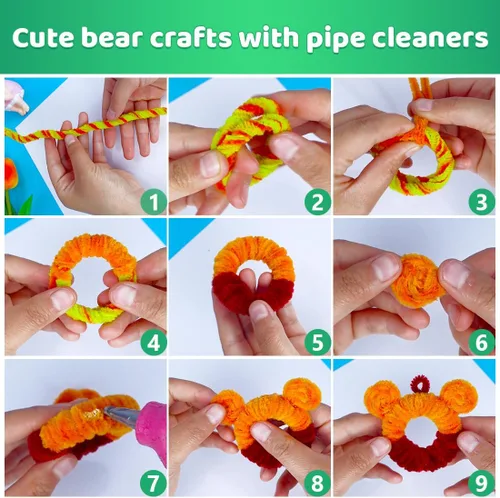 Vista 4 de IOOLEEM Limpiadores de tubería negros, tallos de chenilla para manualidades DIY y decoraciones de fiesta, suministros para arte y manualidades.