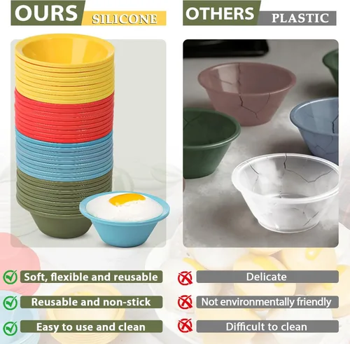 Vista 4 de Webake 36 piezas de silicona de platino Puto Molder filipino de tamaño pequeño, 2.2 pulgadas reutilizable Kutsinta para vaporera, taza de repuesto
