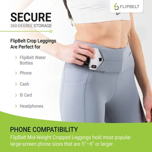 Vista 3 de FlipBelt Women's Standard Mid Rise Athletic Leggings