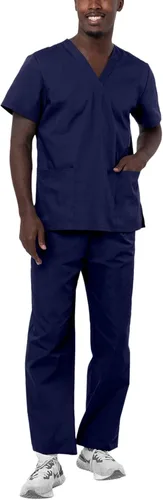 Vista 9 de Adar Uniforms Conjunto de ropa médica unisex universal - Juego de ropa médica unisex con cordón Negro