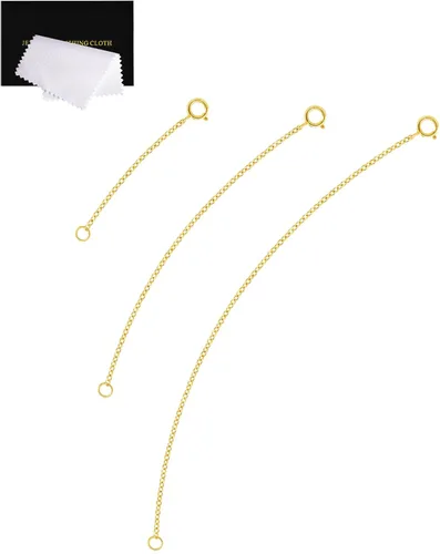 Vista 11 de Extensores de collar para mujer, extensor de pulsera de oro, extensión de joyería de cadena dorada para tobillera para mujer, juego de 2 piezas