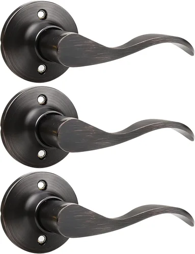 Vista 34 de GOBEKOR Paquete de 1 palancas de puerta para diestros, manijas de puerta francesas, manijas de puerta francesas de bronce aceitado, manija de puerta