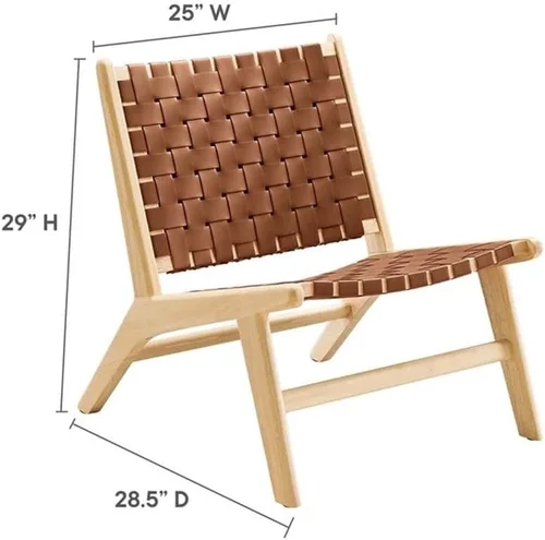 Vista 3 de Modway Saoirse - Sillón decorativo de madera de piel sintética en color marrón natural