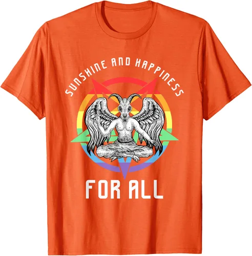 Vista 50 de Funny Sunshine and Happiness for All LGBT Gay Pride Baphomet Camiseta Negro