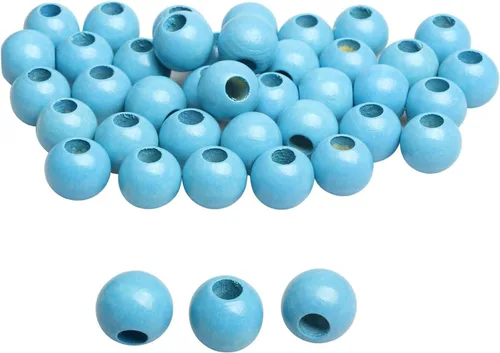 Vista 22 de woodeni - 50 piezas de cuentas de madera para macramé para guirnaldas, decoración para colgar en la pared, 20 mm, colores negro, café, azul claro