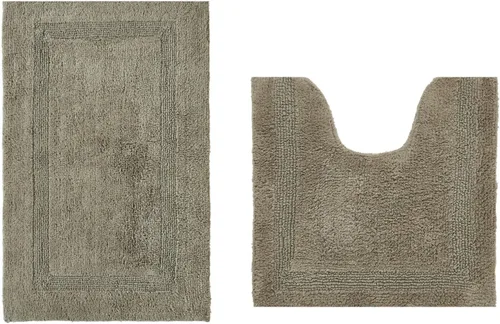 Vista 309 de Better Trends - Juego de 2 alfombras de baño 100% algodón, extra suaves, con borlas, de 17" x 24", alfombra de baño superabsorbente y reversible