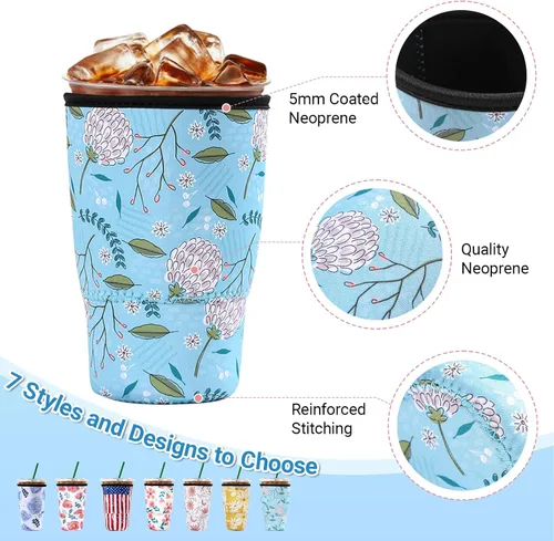 Vista 4 de Cobetech - Funda reutilizable para café helado, paquete de 3 fundas de neopreno para tazas de café frías, de 16 a 32 onzas, funda aislada para taza