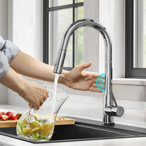 Vista 14 de Kraus Oletto - Grifo de cocina contemporáneo con un solo mango extraíble en cromado, KPF-3104CH