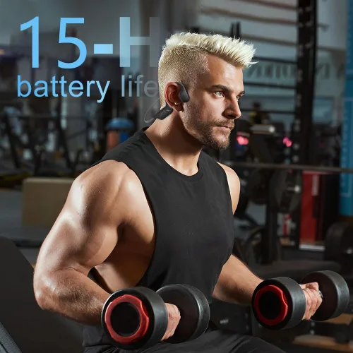 Vista 6 de Auriculares de Conducción Ósea, Auriculares de Oído Abierto Inalámbricos Bluetooth 5.4 con Micrófono, Auriculares IPX6 Impermeables para Deportes