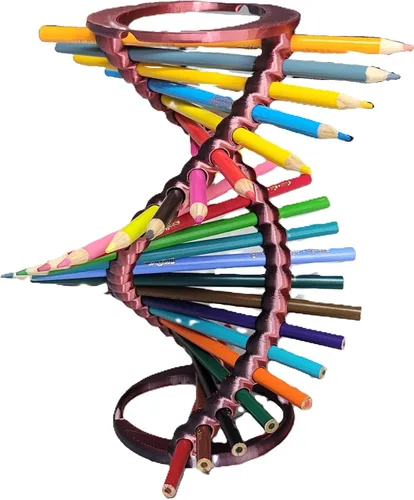 Vista 13 de Znet3D DNA Helix Portalápices – Innovador organizador de escritorio – 9 pulgadas de alto – Capacidad para 23 lápices – Diseño liso de borde redondo