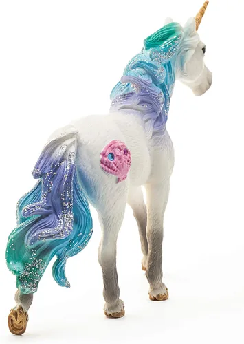 Vista 4 de Schleich bayala, Juguetes de unicornio para niñas y niños, semental de unicornio marino con gemas, azul y morado, a partir de 5 años