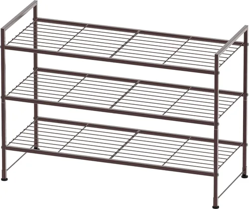 Vista 7 de Simple Houseware - Zapatero apilable de 3 niveles, superficie en rejilla, color negro