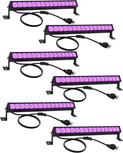 Vista 12 de Barra de Luz Negra LED de 38W Barras de Luz Negra con Enchufe e Interruptor Ilumina Área de 22x22 pies para Fiesta Fluorescente Fiestas de Halloween