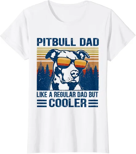 Vista 21 de Camiseta divertida retro de Pitbull Dad Like A Regular Dad But Cooler Gris Oscuro