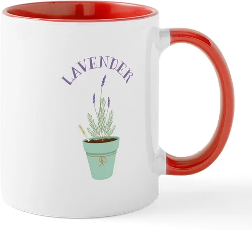 Vista 14 de CafePress Tazas de flores de lavanda 11 oz (11.0 fl oz) Taza de café de cerámica Blanco