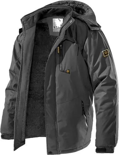 Vista 9 de Chaqueta de esquí para hombre, de invierno, con forro polar cálido, impermeable, cortavientos, con capucha, para montaña, senderismo, nieve y lluvia