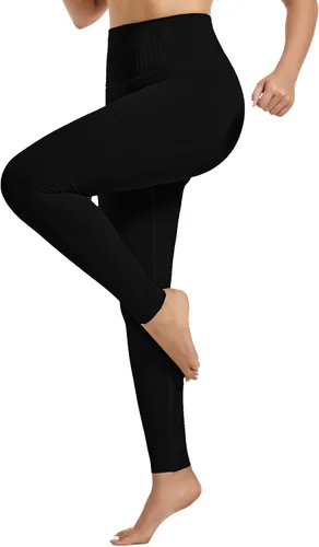 Vista 8 de +MD Fajas moldeadoras para mujer, con control de abdomen, sin costuras, de cintura alta, de compresión, sin pies, leggings