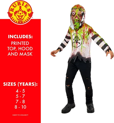 Vista 2 de Bristol Novelty Camisa de disfraz para niños con capucha y máscara