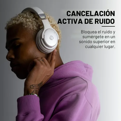 Vista 4 de Raycon Los auriculares inalámbricos Bluetooth sobre la oreja de todos los días, con cancelación activa de ruido, modo de consciencia y micrófono