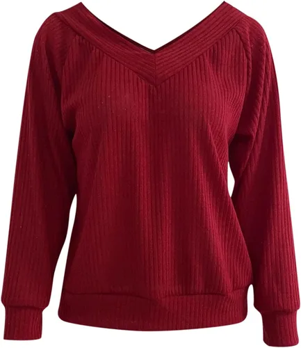 Vista 3 de Tops para mujer, casual, otoño, suéter holgado con bloques de color, suéter de punto a rayas de manga larga casual