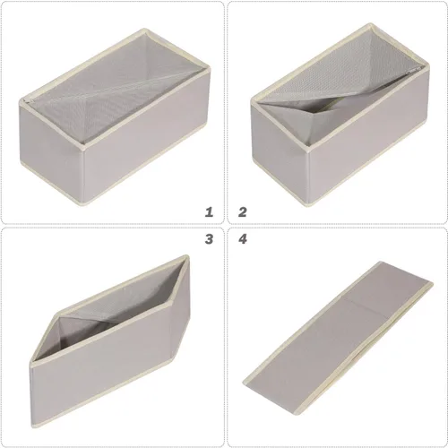 Vista 3 de Juego de 12 cajones plegables divisores de tela, caja de almacenamiento de armario, cómoda, cubo, contenedores de tela para ropa interior, Gris