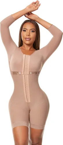 Vista 7 de Melibelt 2031 Fajas Colombianas Reductoras Y Moldeadoras Reloj de arena Fajas para Mujer Con mangas y sujetador Reloj de Arena
