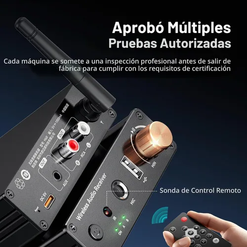 Vista 2 de Receptor Bluetooth 6.0, adaptador de audio Bluetooth con cable RCA AUX de 0.138 in, audio inalámbrico para recibir estéreo antiguo/altavoces Negro