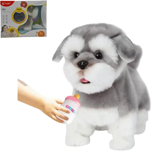 Vista 6 de Perro de peluche electrónico interactivo Akita, cachorro realista interactivo, perro de juguete, caminar, ladrar, menear la cola y hablar, regalos