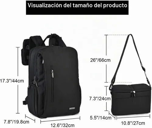 Vista 6 de CADeN Mochila para cámara DSLR, impermeable, antirrobo, con compartimento para laptop de 15.6 pulgadas, puerto de carga USB, soporte para trípode L5