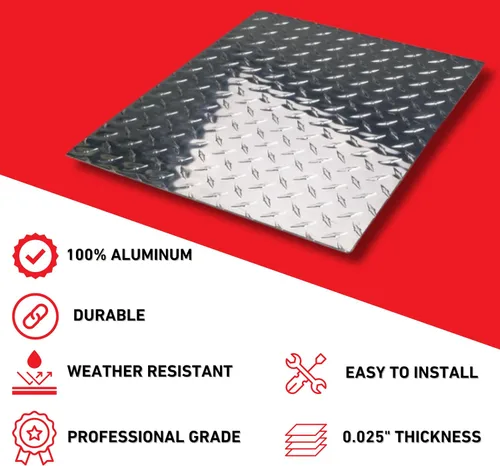 Vista 3 de EAGLE 1 Placa de aluminio con relieve en forma de diamante de 8 pies de largo - Protector de grava para remolque de carga, múltiples anchos