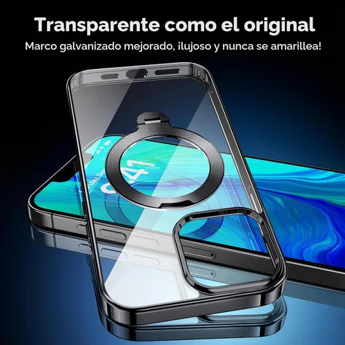 Vista 4 de [Protección Tri-Shield] Funda para iPhone 13 Pro con soporte giratorio de 360° compatible con MagSafe [anillo magnético de CD)