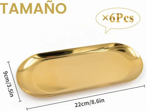 Vista 2 de 6 bandejas de punta para servicio de restaurante, plato ovalado, almacenamiento de platos para facturas de invitados, suministros