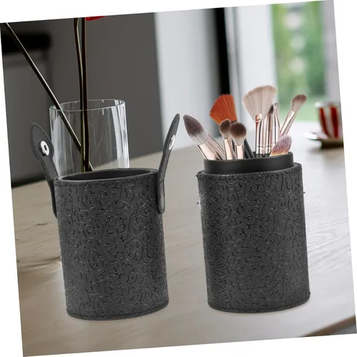 Vista 4 de Makeup Brush Canister Elegant Black Cosmetic Tool Storage Case for Professionals and Travel Space-saving Design Portable and Lightweight Anti-slip