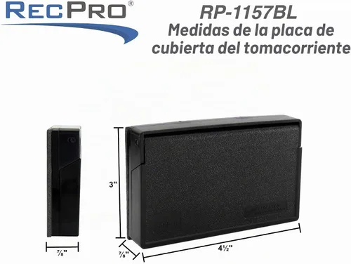 Vista 3 de RecPro Placa de Cubierta de Salida de Energía Exterior para RV Para Receptáculos GFI/GFCI Sello Resistente a la Intemperie (Negro)